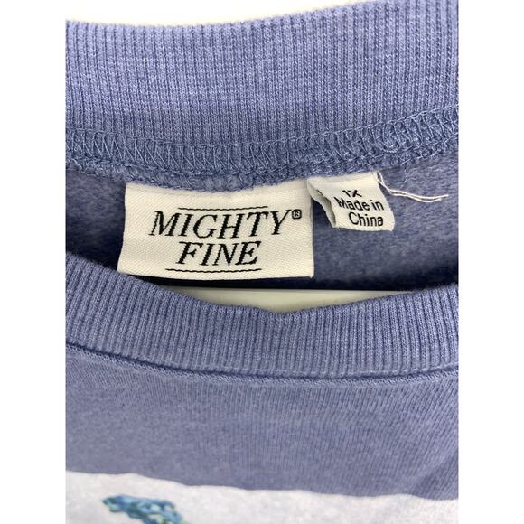 Mighty Fine Light Blue Van Gogh Irises Tie Dye Cropped Sweatshirt Size 1X - Picture 3 of 6